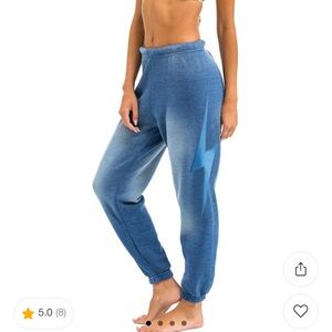 Aviator Nation Blue Pajama Pants with Lightning Bolt